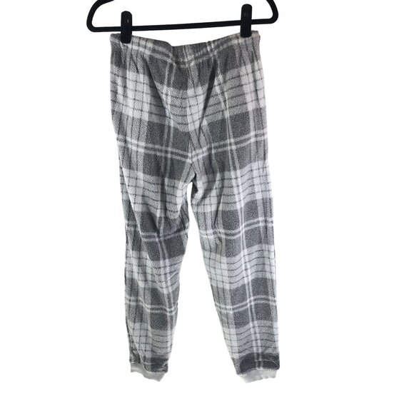 Aerie Womens Gray & White Casual Plaid Drawstring Lounge Jogger Pants Fuzzy M - Picture 2 of 4